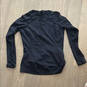 Lululemon Athletica Blue Fitted Long Sleeve Polo Tee